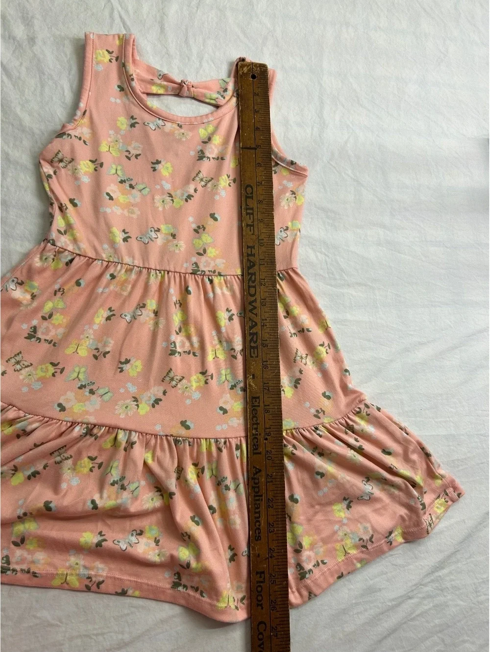 Limited Too Girls Size 7 Pink Floral Butterfly Tiered Sleeveless Dress
